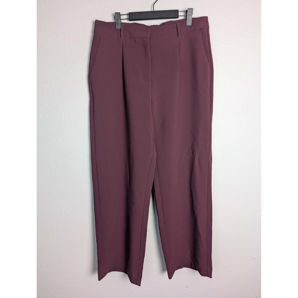 Old Navy Pants Womens L Purple Crepe Dress Pull On Elastic Pockets Slim Pleated